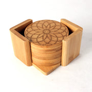 Geometer's Delight - Round Bamboo Coaster Set