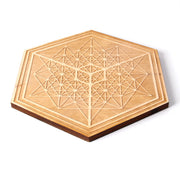 Tantalizing Tetrahedron - Wooden Crystal Grid - Coaster - By Decah