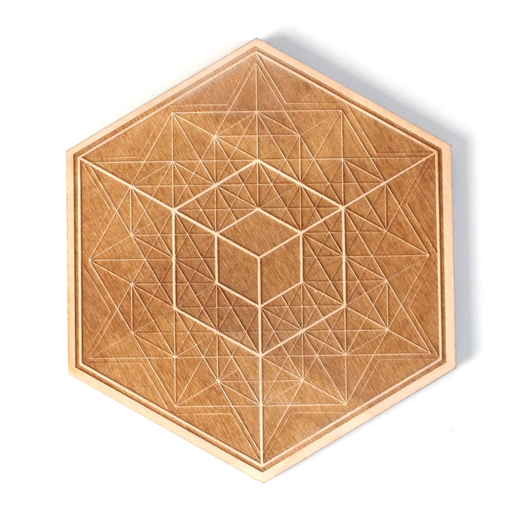 Cubic Consciousness - Wooden Crystal Grid - By Decah