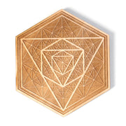 Endless Icosahedron - Wooden Crystal Grid -  Coaster - By Decah