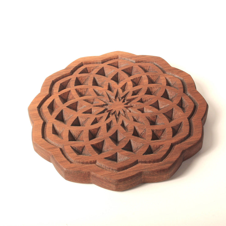 Spiral Flower  - Carved Wood Tray - By Cerebral Concepts