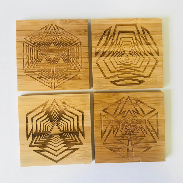 Shattered Shapes - Bamboo Coaster Set